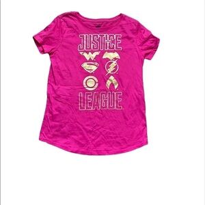 Justice League girls hot pink and gold short sleeve T-shirt size XL